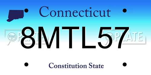 8MTL57 Connecticut License Plate
