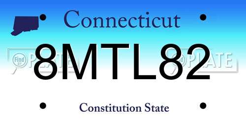 8MTL82 Connecticut License Plate