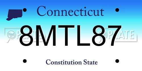 8MTL87 Connecticut License Plate