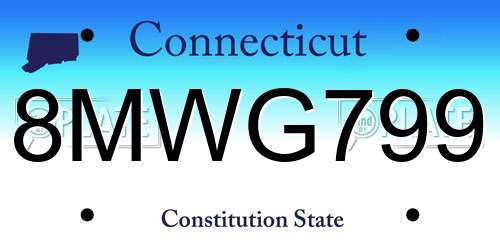 8MWG799 Connecticut License Plate
