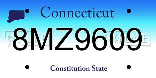8MZ9609 Connecticut License Plate