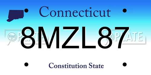 8MZL87 Connecticut License Plate