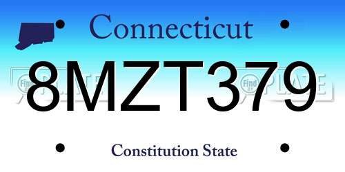 8MZT379 Connecticut License Plate
