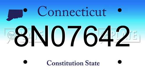 8N07642 Connecticut License Plate