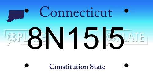 8N15I5 Connecticut License Plate