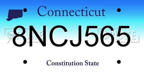 8NCJ565 Connecticut License Plate