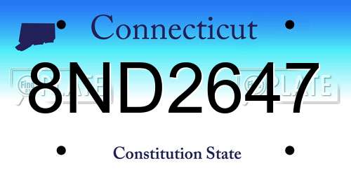 8ND2647 Connecticut License Plate
