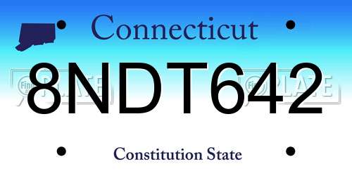 8NDT642 Connecticut License Plate