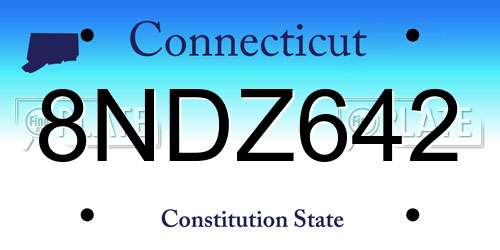 8NDZ642 Connecticut License Plate