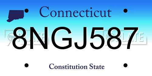 8NGJ587 Connecticut License Plate