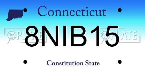 8NIB15 Connecticut License Plate