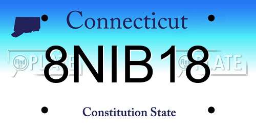 8NIB18 Connecticut License Plate
