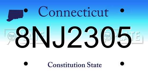8NJ2305 Connecticut License Plate