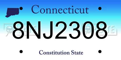 8NJ2308 Connecticut License Plate