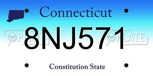 8NJ571 Connecticut License Plate