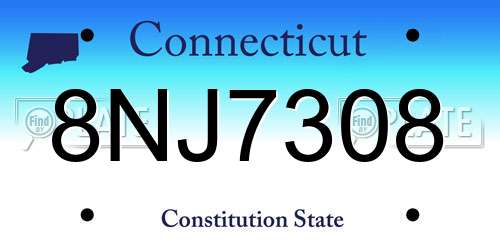 8NJ7308 Connecticut License Plate