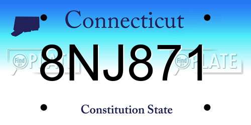 8NJ871 Connecticut License Plate
