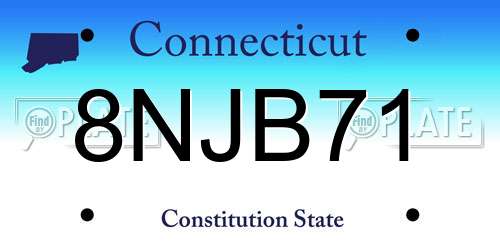 8NJB71 Connecticut License Plate