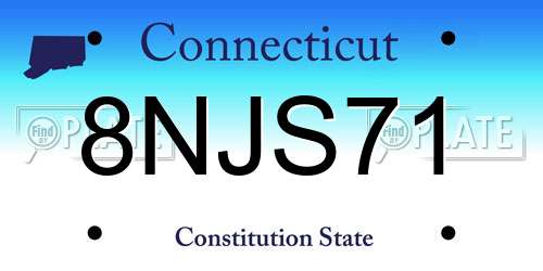8NJS71 Connecticut License Plate