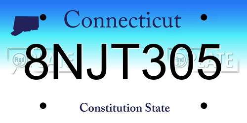 8NJT305 Connecticut License Plate