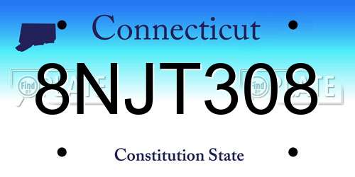 8NJT308 Connecticut License Plate