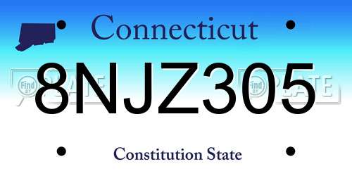 8NJZ305 Connecticut License Plate