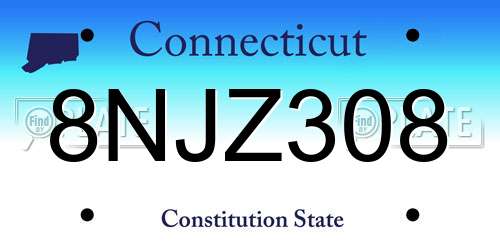 8NJZ308 Connecticut License Plate