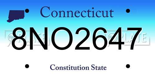 8NO2647 Connecticut License Plate