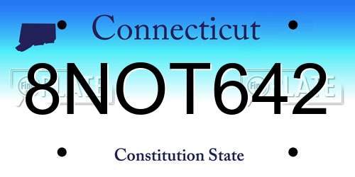 8NOT642 Connecticut License Plate