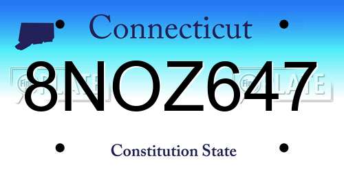 8NOZ647 Connecticut License Plate