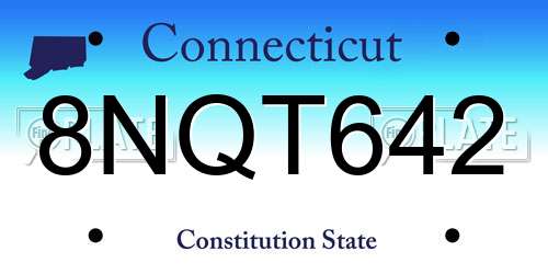 8NQT642 Connecticut License Plate