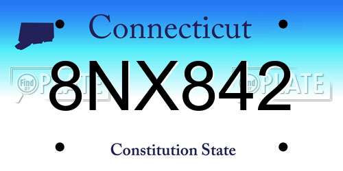 8NX842 Connecticut License Plate