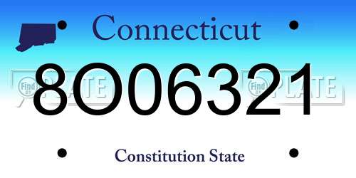 8O06321 Connecticut License Plate
