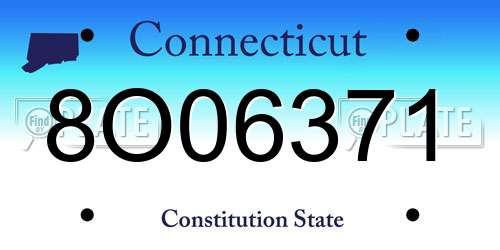 8O06371 Connecticut License Plate