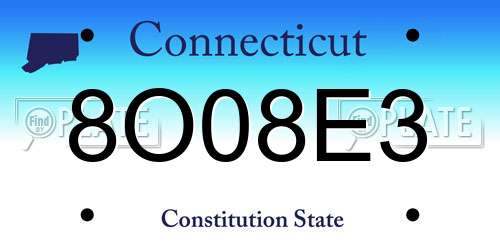 8O08E3 Connecticut License Plate