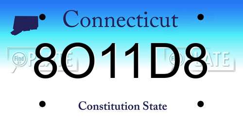 8O11D8 Connecticut License Plate