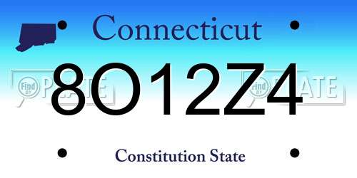 8O12Z4 Connecticut License Plate