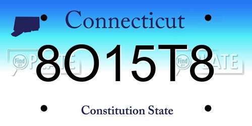 8O15T8 Connecticut License Plate