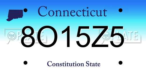 8O15Z5 Connecticut License Plate
