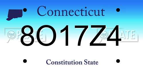 8O17Z4 Connecticut License Plate