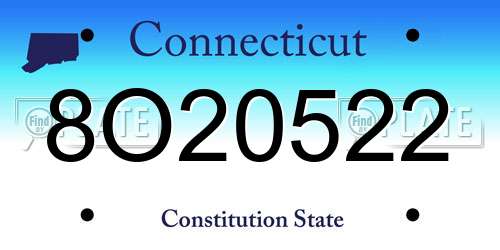 8O20522 Connecticut License Plate