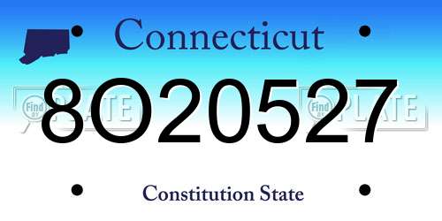 8O20527 Connecticut License Plate
