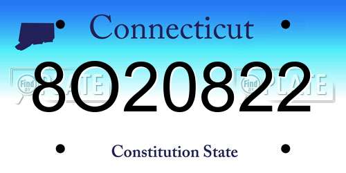 8O20822 Connecticut License Plate