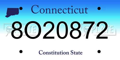 8O20872 Connecticut License Plate