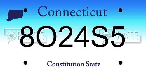 8O24S5 Connecticut License Plate