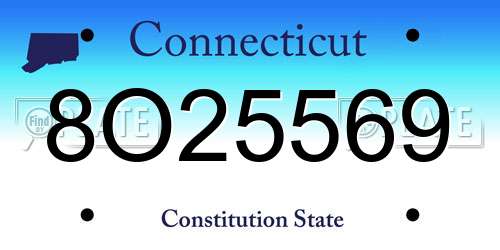 8O25569 Connecticut License Plate