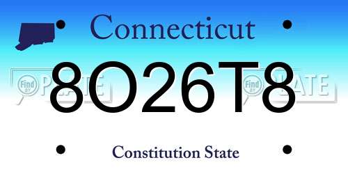 8O26T8 Connecticut License Plate
