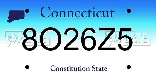 8O26Z5 Connecticut License Plate