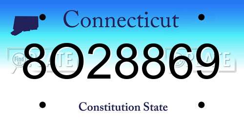 8O28869 Connecticut License Plate