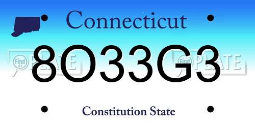 8O33G3 Connecticut License Plate